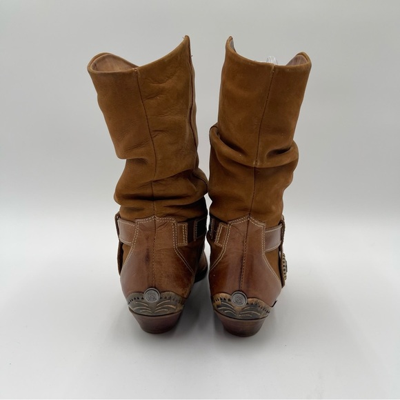 Circle S “Triger” Leather Boots Women’s Sz 7 Vintage Brown Slouchy Western - Picture 4 of 16